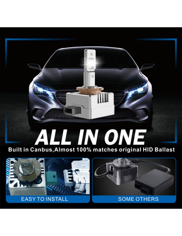 Sinoparcel D1S LED Headlight Bulb - 300% More Brightness 6000K 35W Xenon HID Replacement Lights -2Pcs