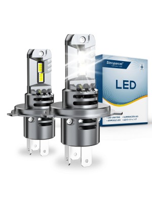 Sinoparcel H4/9003 LED High Beam and Low Beam Headlight Bulbs, 20000LM/Set 6500K Halogen Replacement Lights, Pack of 2