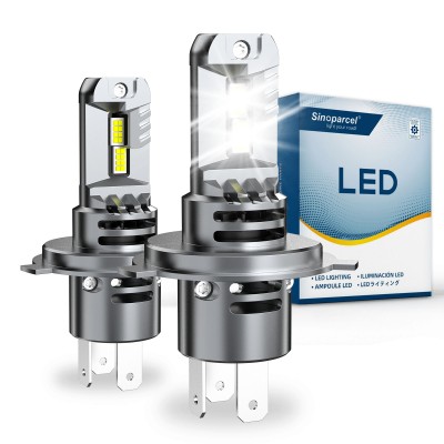 Sinoparcel H4/9003 LED High Beam and Low Beam Headlight Bulbs, 20000LM/Set 6500K Halogen Replacement Lights, Pack of 2