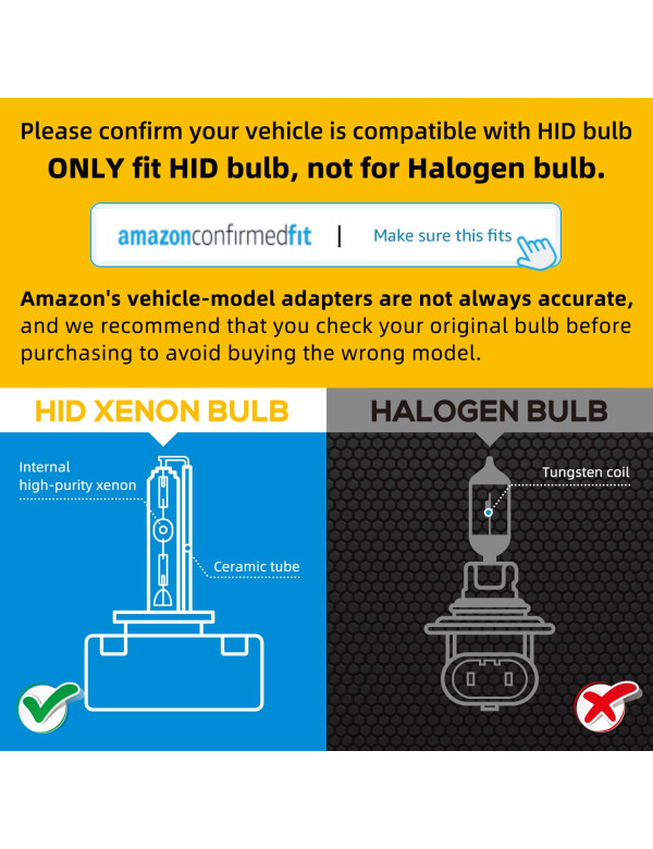 Sinoparcel D5S  Xenon HID Headlight Bulbs 25W OEM with Integrated Ballast - 6000K Pack of 2